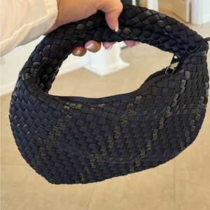 HAUTE SHORE Black Woven Hobo Bag
